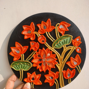 Orange flower design lippan art