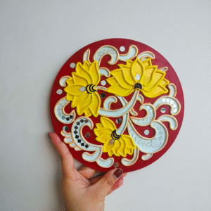 Yellow lotus flower design lippan art