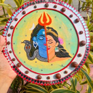 Shiv parvti  design lippan art