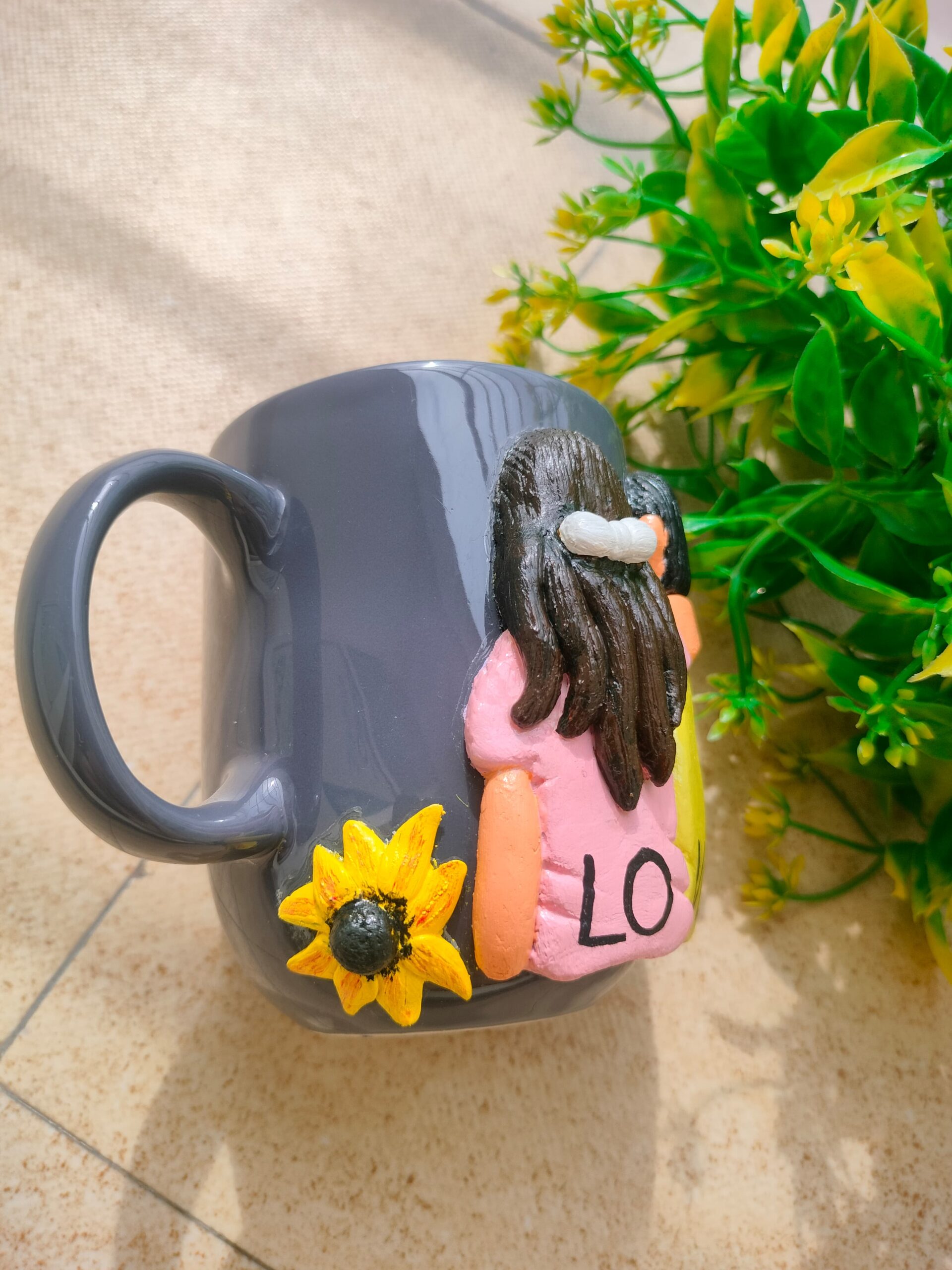 Personalized Couple Design Gray Cup - Image 3