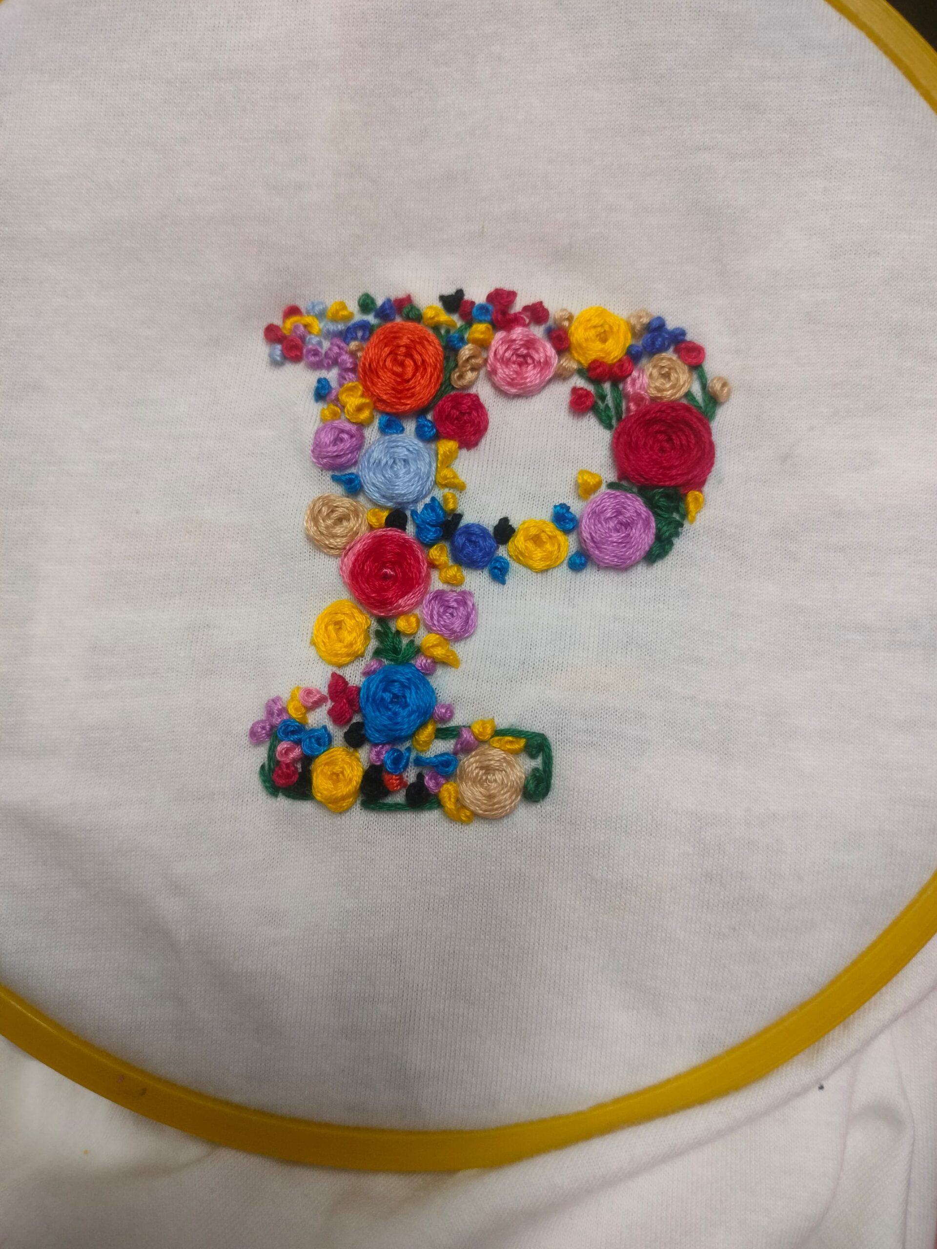 Handmade Initial T-Shirt – Custom Floral Embroidery Tee