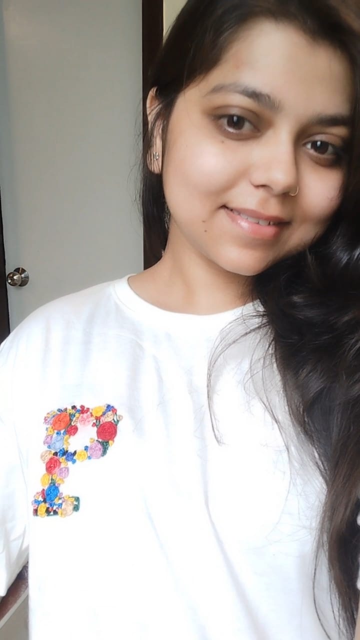 Handmade Initial T-Shirt – Custom Floral Embroidery Tee - Image 2