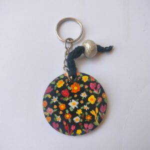 Waterproof Hand-Painted Keychain | Floral & Quote