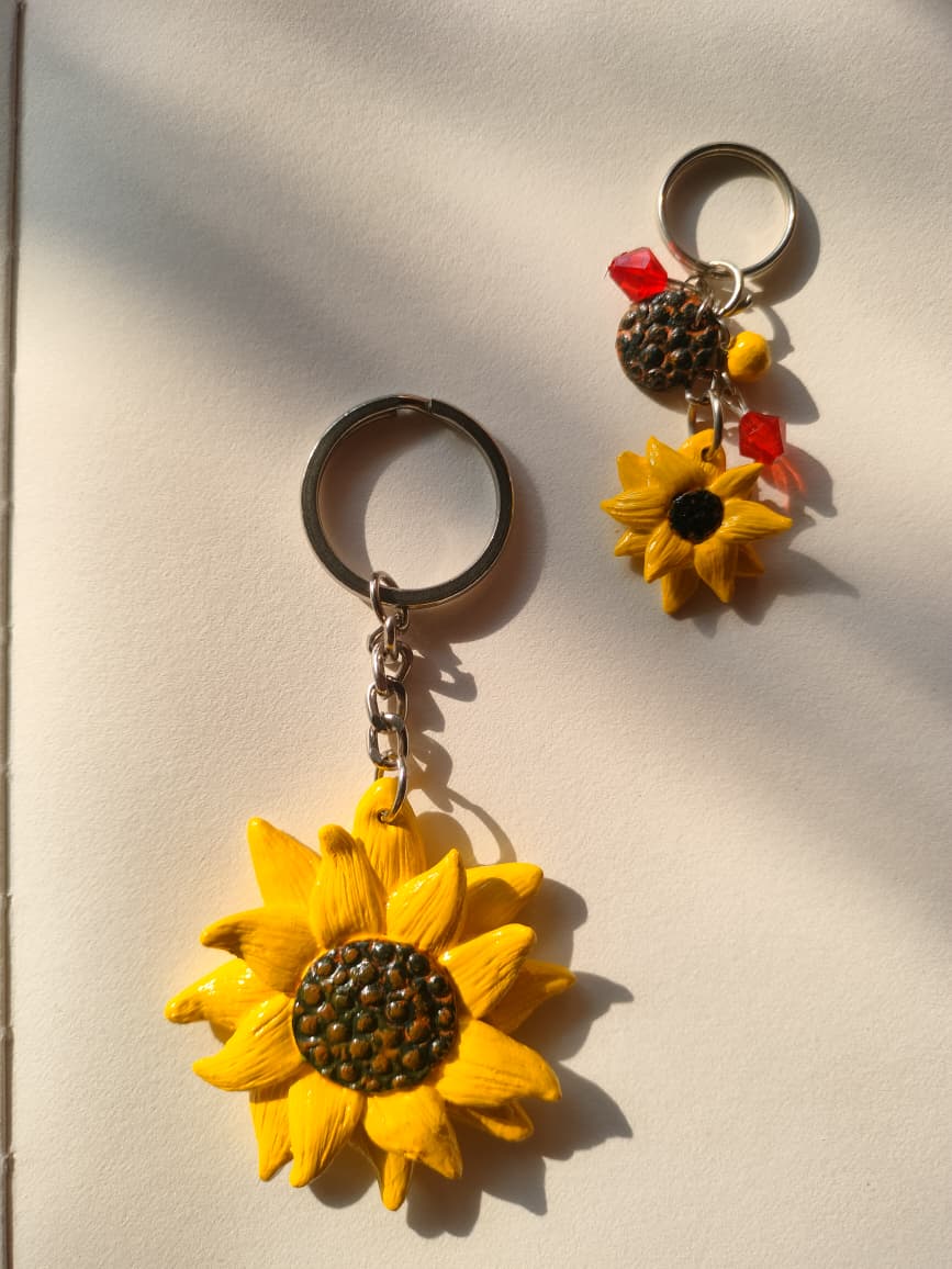Handmade Waterproof Sunflower Keychain