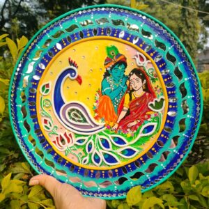 Hand painted radha krishna lippan art