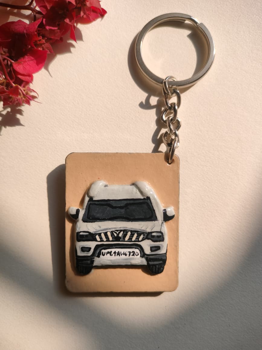 Double-Sided Handcrafted Clay Keychain – Front & Back Design
