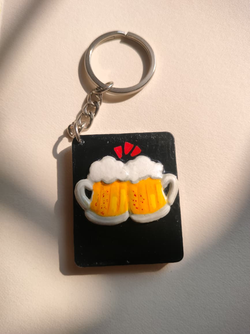 Double-Sided Handcrafted Clay Keychain – Front & Back Design - Image 2